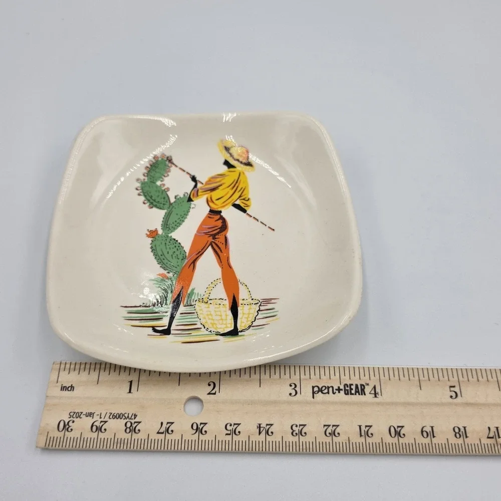 Wade England Tropical Fruit Gatherers White Multicolor Square Snack Plate‎ 4.25